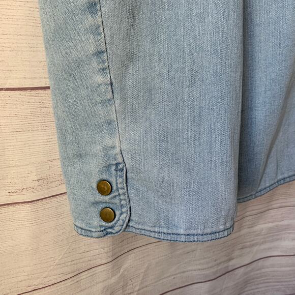 Allison Daley Retro Denim Jean Capris Pull On Button Detail Legs Size 6 Petite - Picture 16 of 16